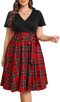 Pinup Fashion Plus Size Plaid Wrap Midi Dress - Flattering Holiday
