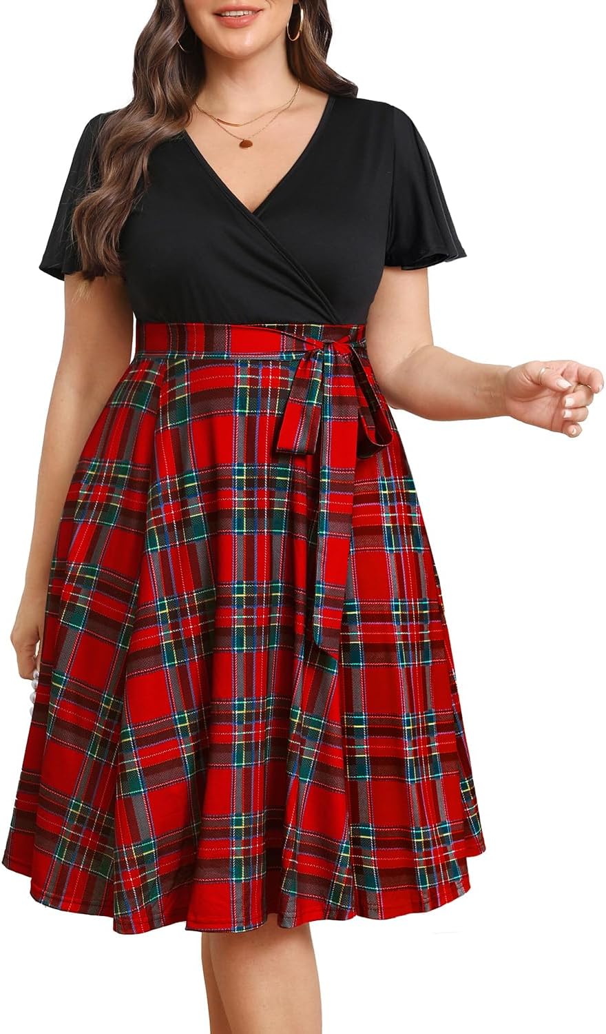 Plus Size Semi Formal Cocktail Wrap Midi Dress for Weddings