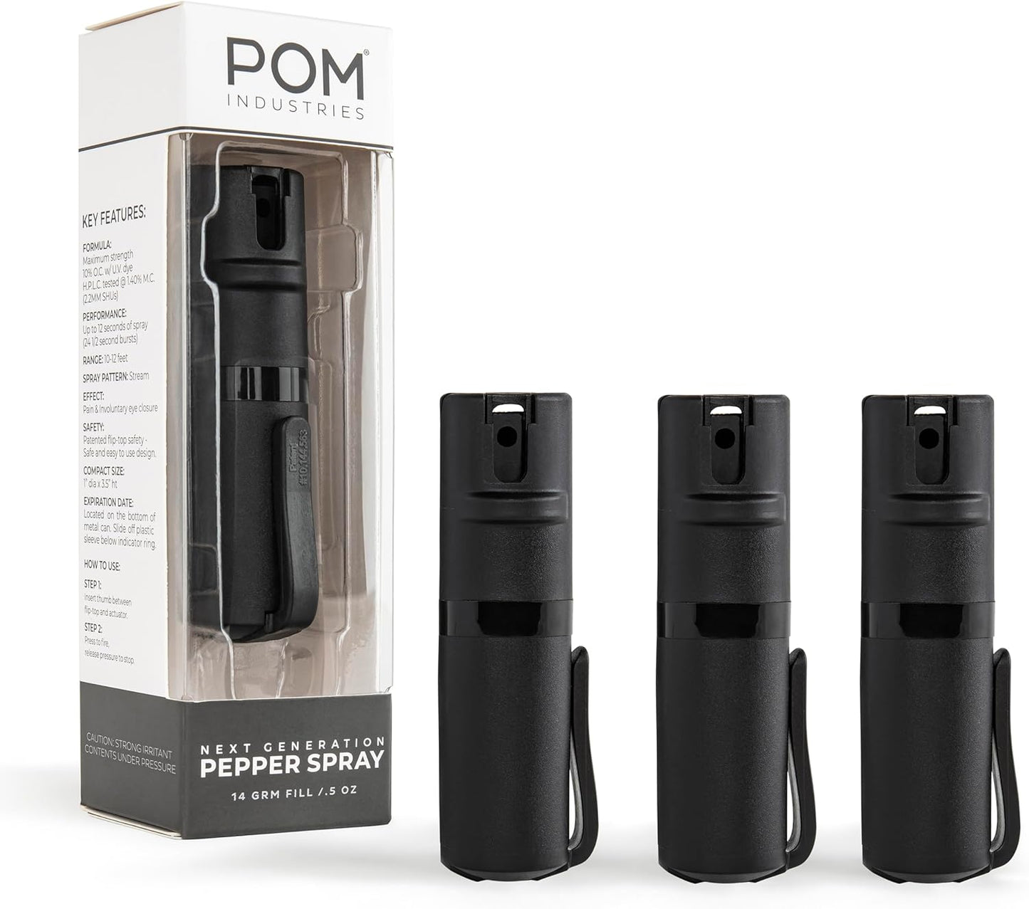 POM Pepper Spray with Quick Flip Top for Everyday Carry Safety