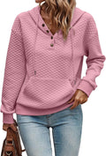 SHEWIN Women's Casual Long Sleeve Quilted Hoodie Sweatshirt