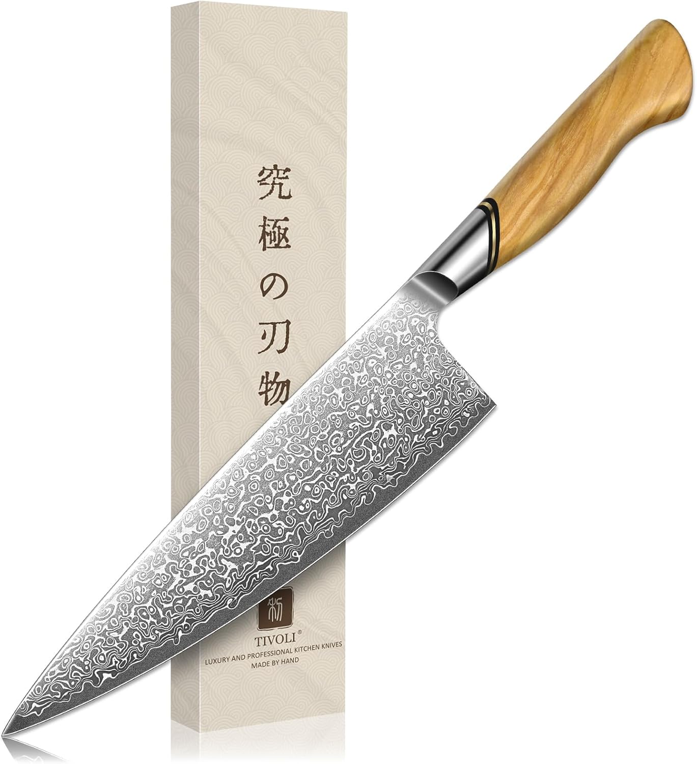 TIVOLI Damascus Chef Knife for Meat and Vegetables with Gift Box