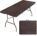 VINGLI 6 Foot Plastic Folding Table - Portable Rattan Patterned Table