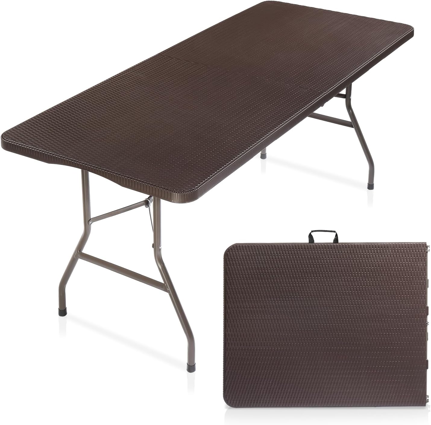 VINGLI 6 Foot Plastic Folding Table for Indoor Outdoor Use