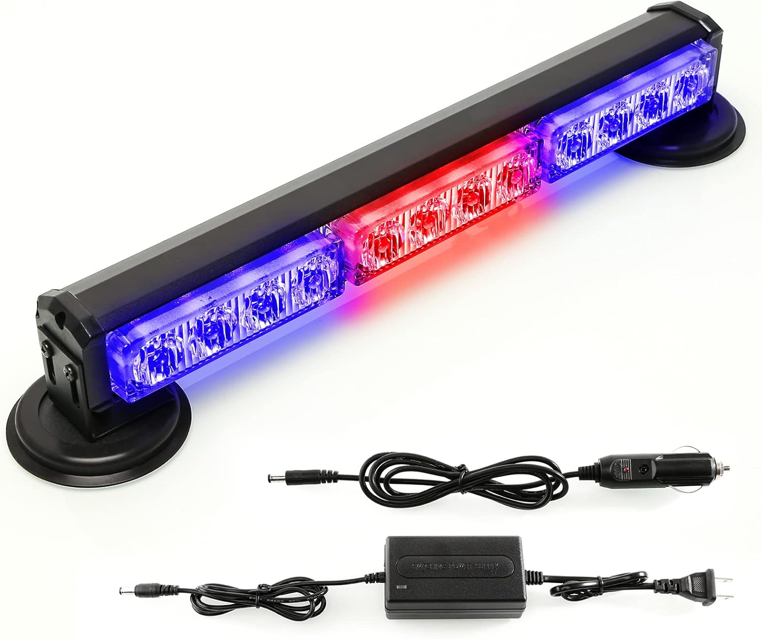 BooYu 14in Red/Blue Battery Powered Emergency Strobe Light Bar