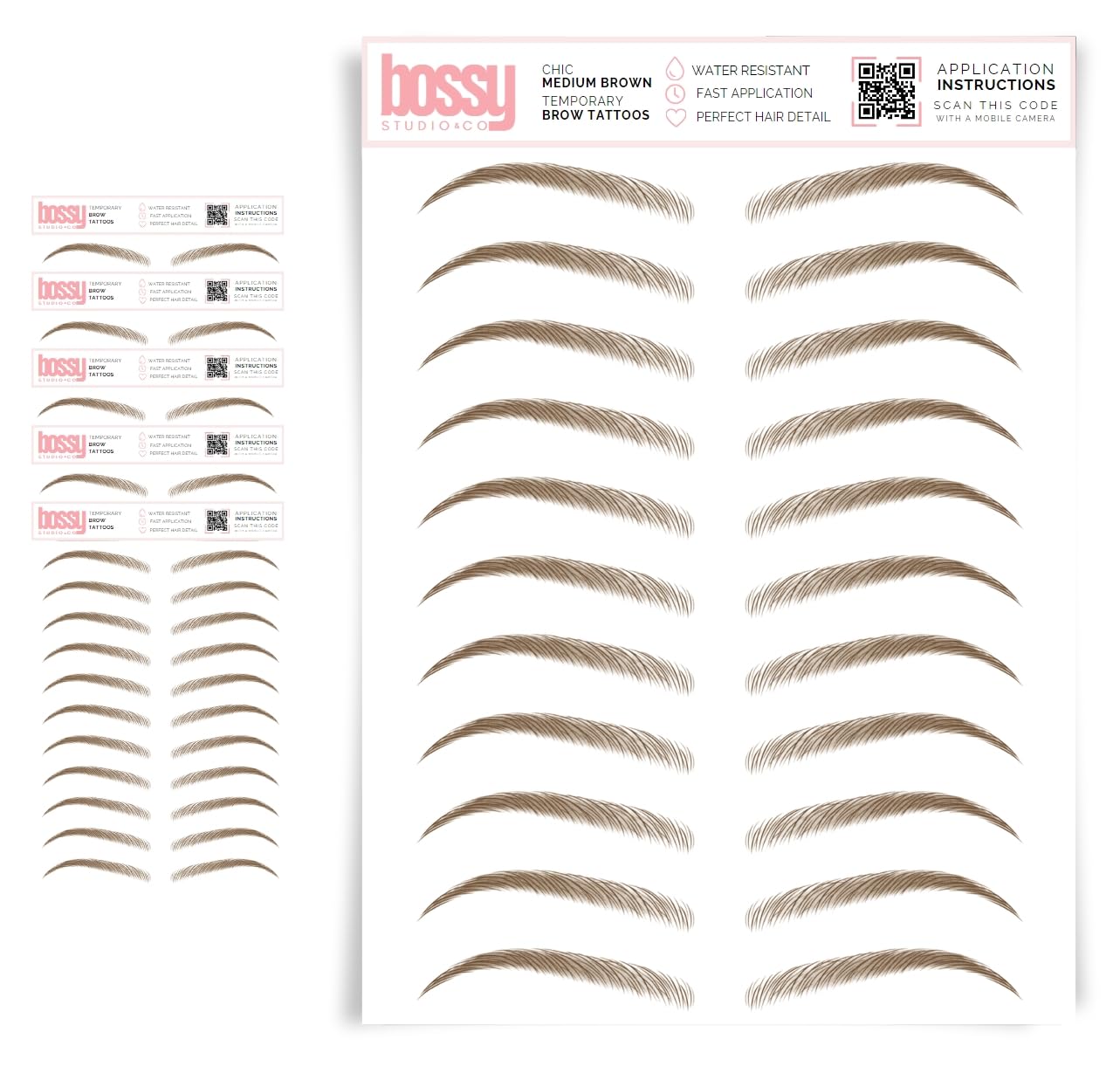 5 Pack Waterproof Eyebrow Tattoos for Natural Hair-Like Brows