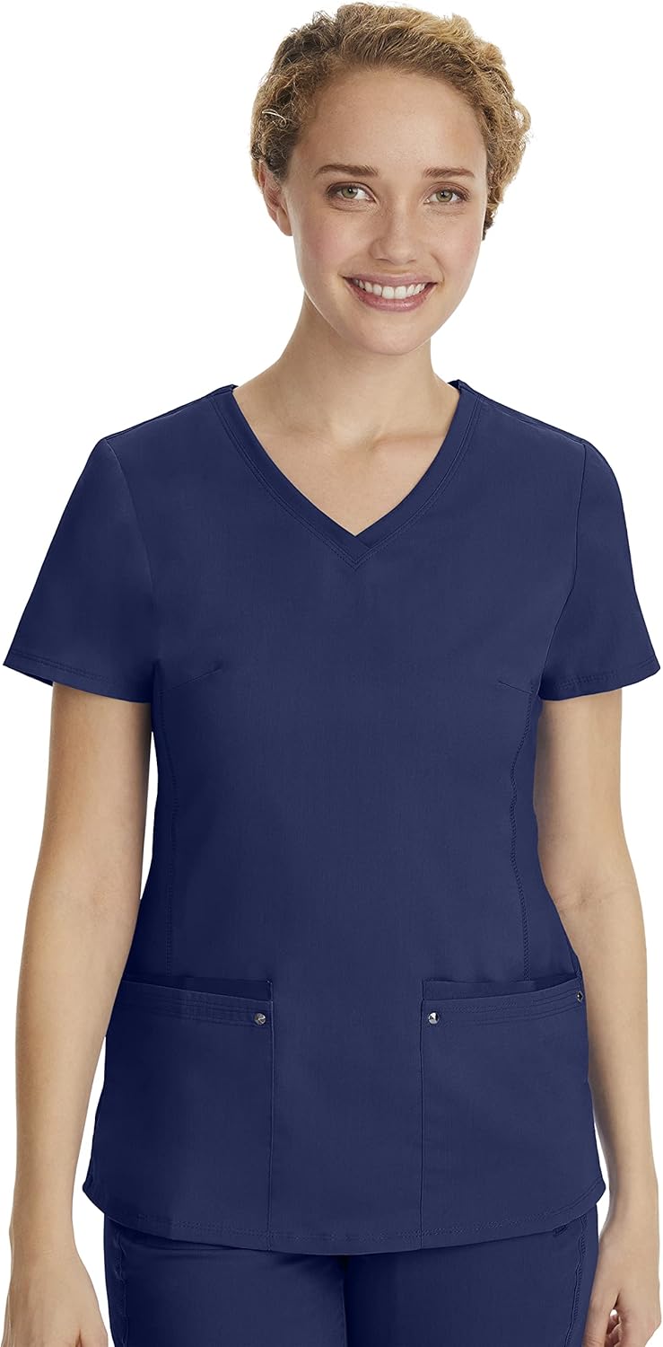 Healing Hands Women's V-Neck Scrub Top with 2 Pockets and Stretch