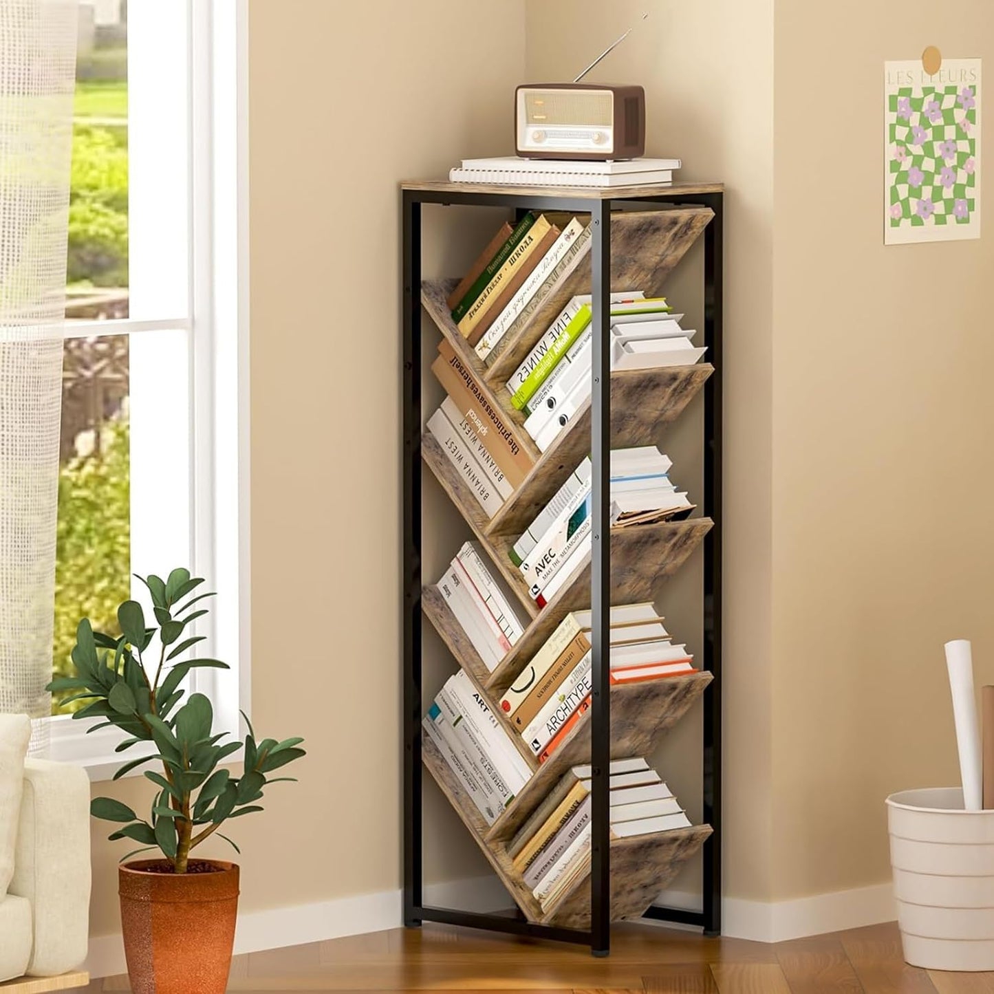 Tree Bookshelf - 9 Tier Floor Standing Organizer for Books