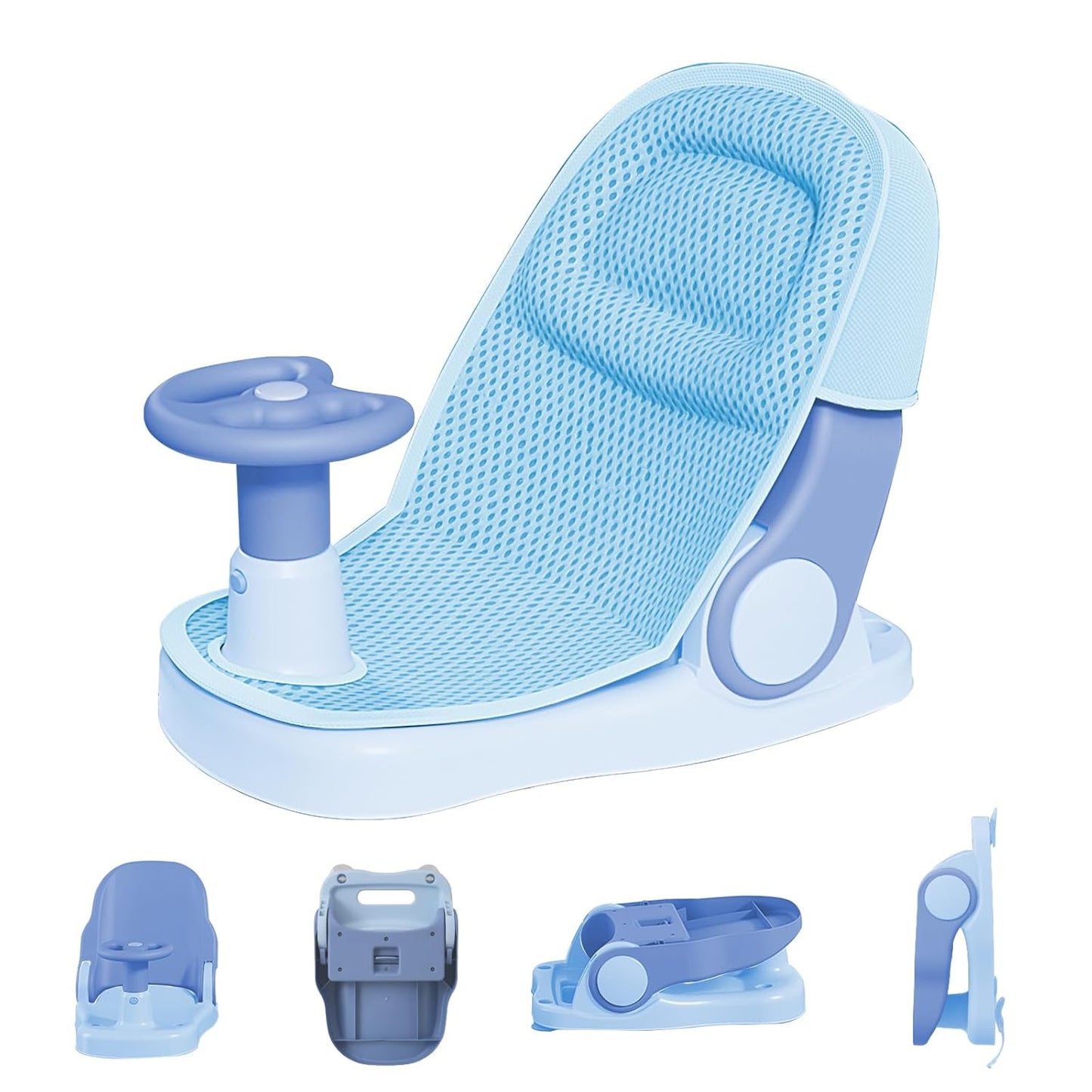Baby Bath Seat with Adjustable Backrest and Suction Cups