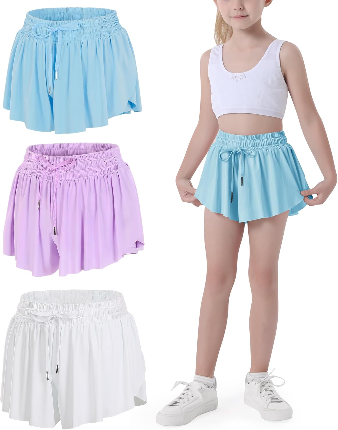 JOCMIC Girls Flowy Shorts for Cheer and Athletic Activities