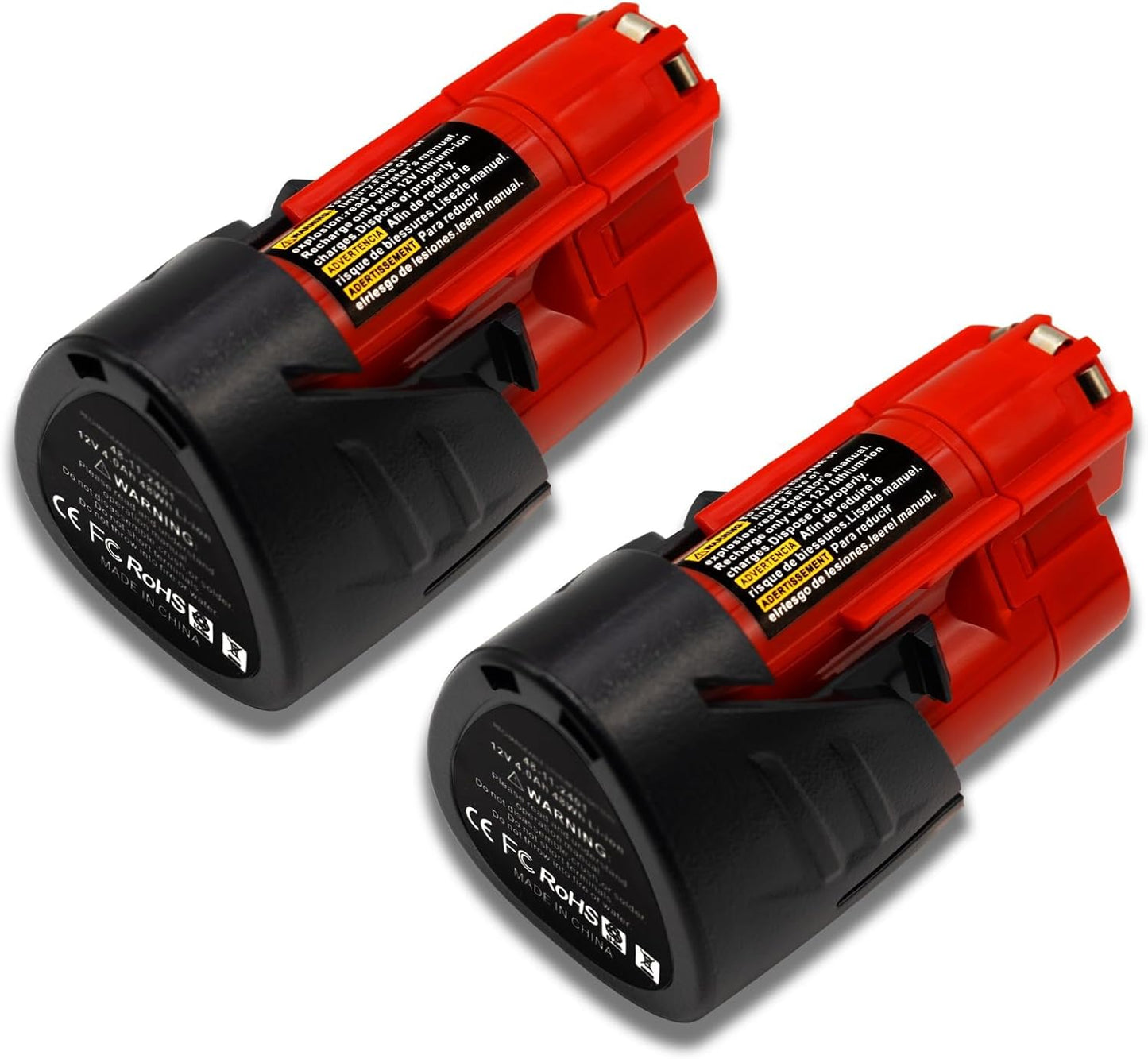 2-Pack 4.0Ah 12V Lithium-Ion Replacement Battery for Milwaukee