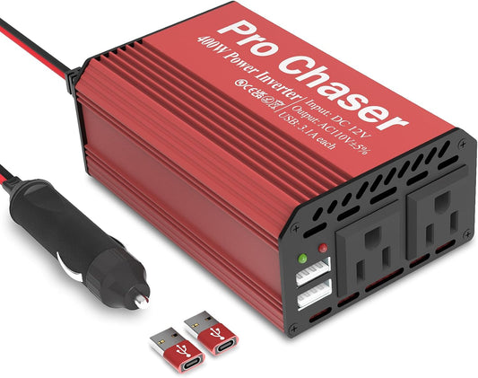 Pro Chaser 400W Car Power Inverter for Road Trips and Travel