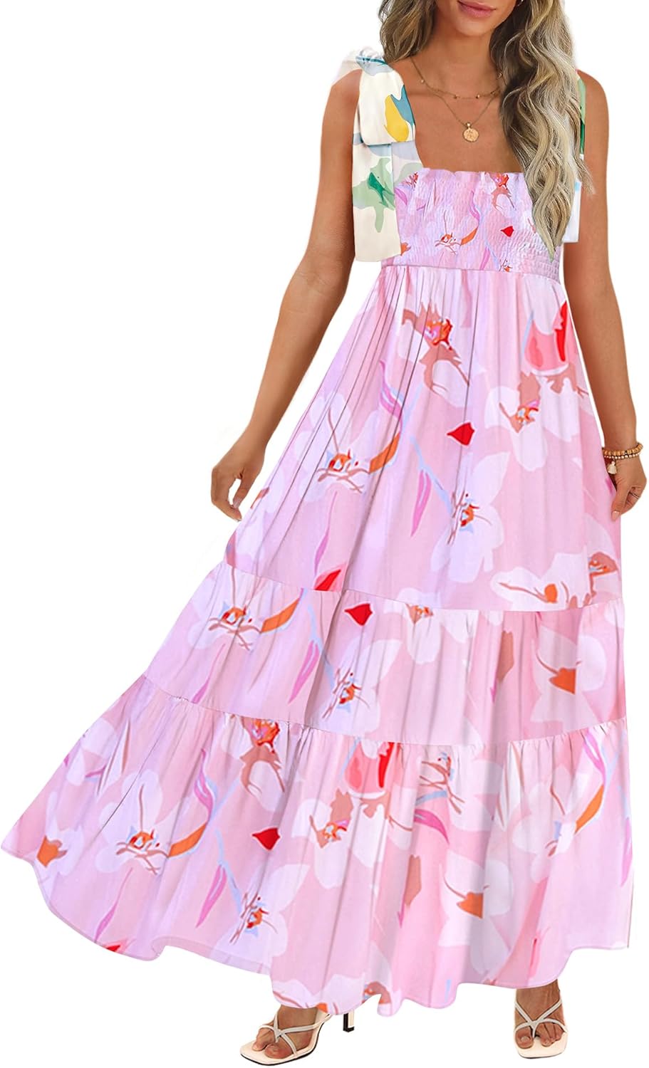 Women's Summer Maxi Dress Boho Spaghetti Straps Casual Style