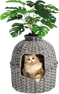 Cat Litter Box Plant Enclosure - Hidden Handwoven Rattan Litter Box