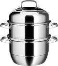 Large Stainless Steel Induction Steamer Pot 28cm - 3-Tier Steam Cooker