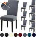 Stretch Dining Chair Covers Set of 8 - Removable Washable Slipcovers