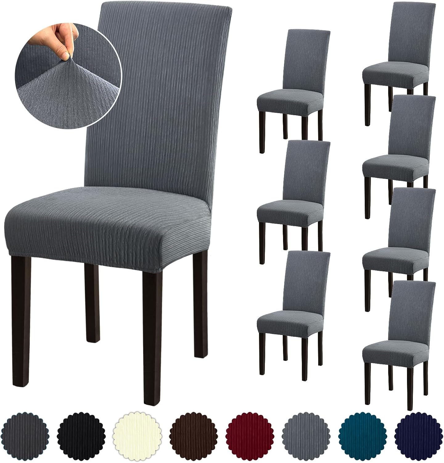 Stretch Dining Chair Covers Set of 8 for Elegant Protection