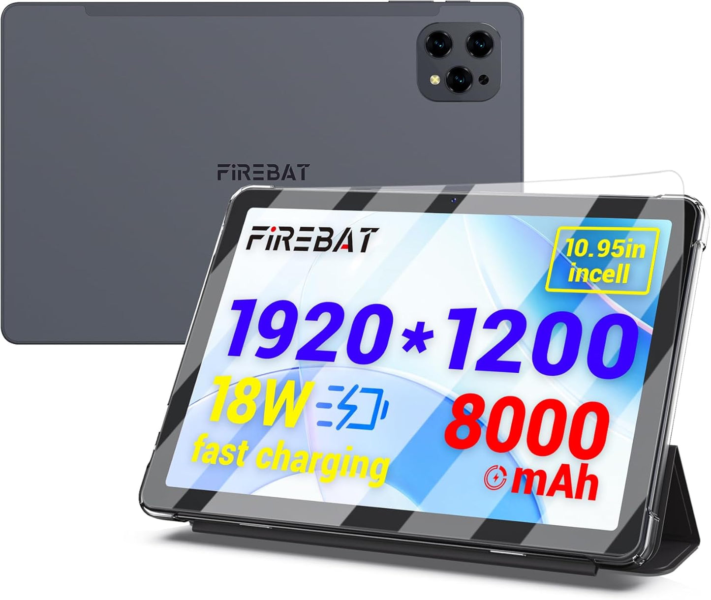 FIREBAT Tablet Android 15 with 10.95 Inch Touchscreen Display