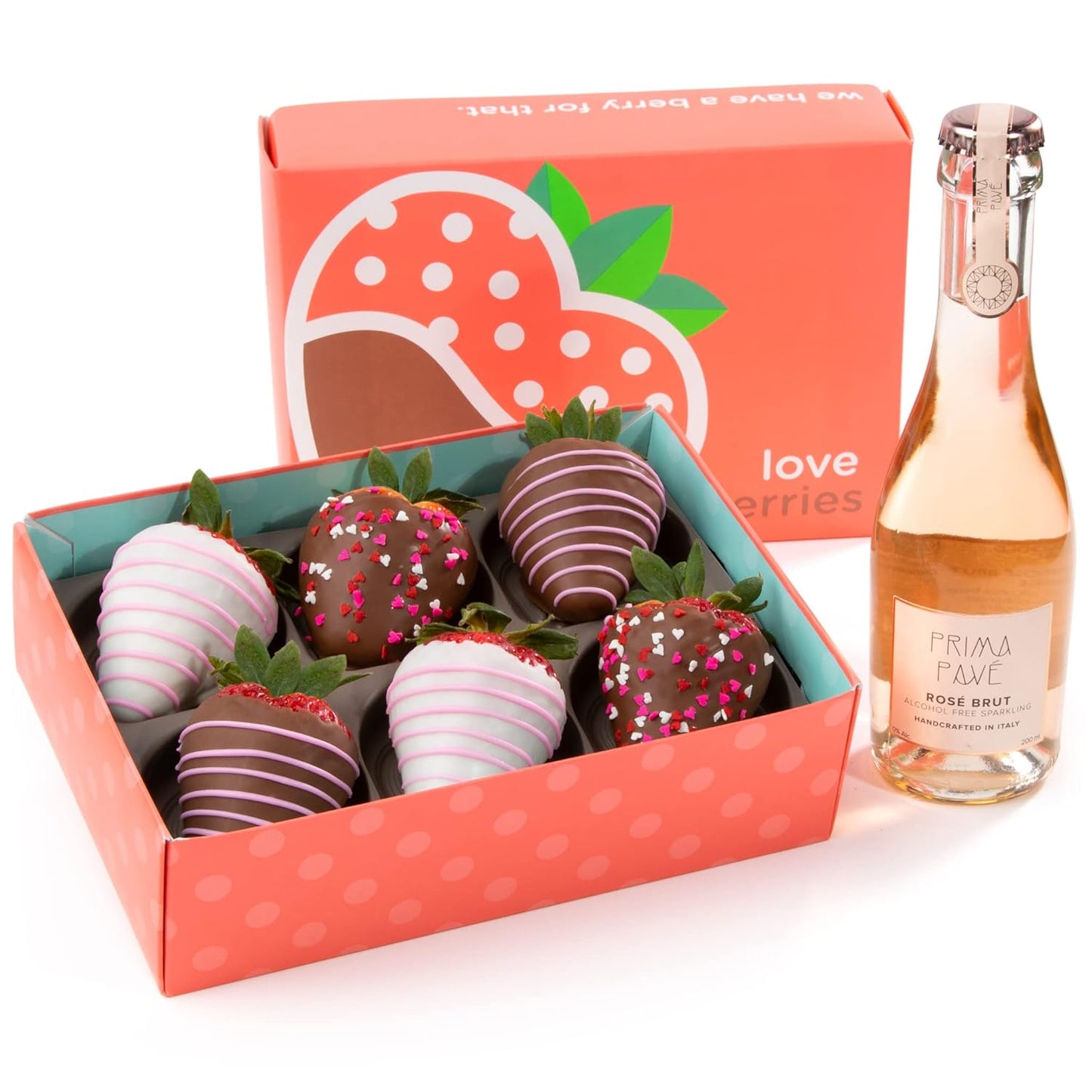 Chocolatey Covered Love Berries with Sparkling Rose Brut Gift