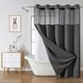 Charcoal Grey No Hook Waffle Weave Shower Curtain - Ringless Hotel