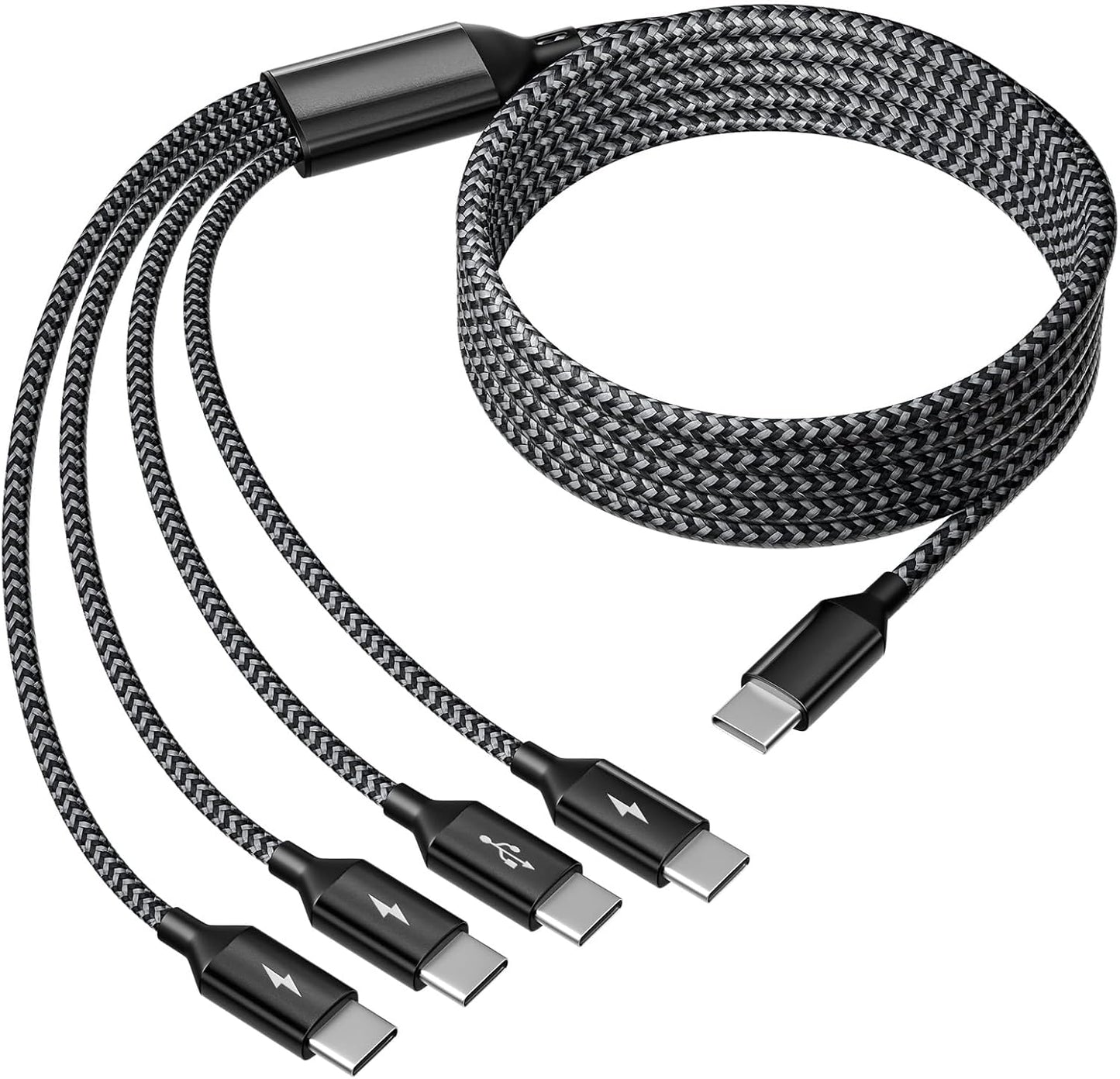 IDISON Dual Type-C Multi Charging Cable: 4-in-1 Compatibility