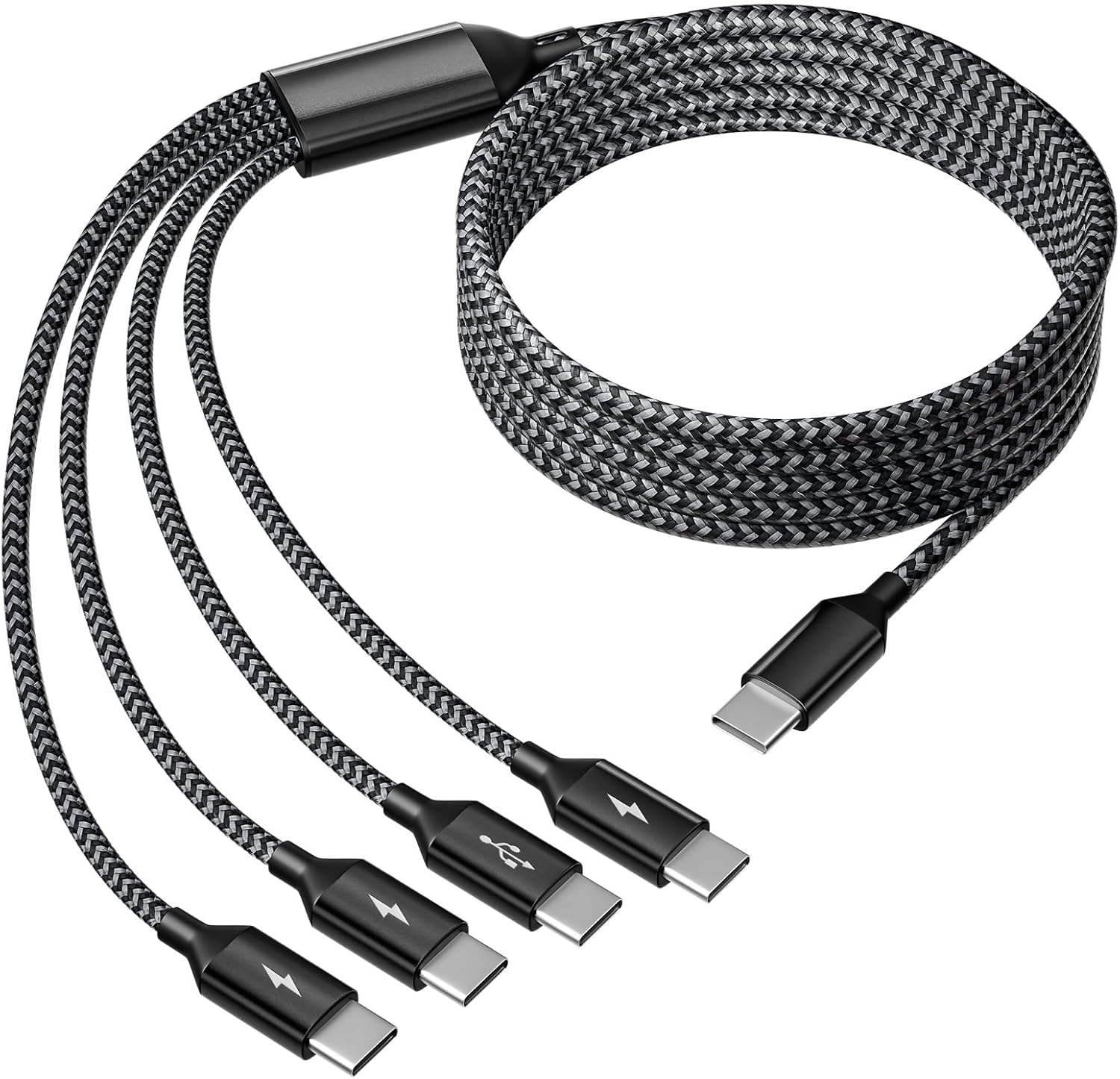 IDISON Dual Type-C Multi Charging Cable: 4-in-1 Compatibility
