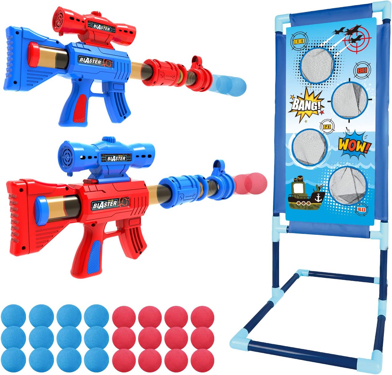 Fun Shooting Game Set for Kids - 2 Air Guns, Target, Foam Balls - Ideal Gift!