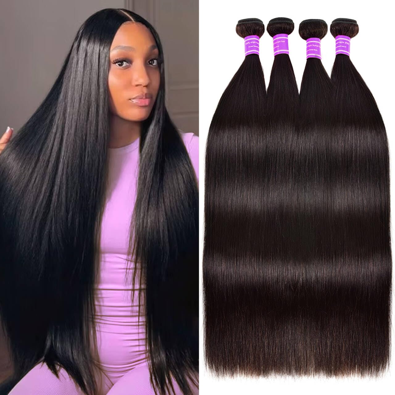 Straight Bundles Human Hair Extensions for Black Women 24-30 in