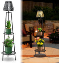 2 Pack Metal Solar Floor Lights Outdoor with Plant Stands