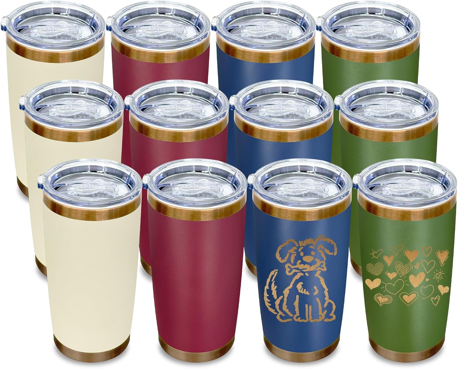 20 oz Stainless Steel Tumbler Bulk Pack for Hot and Cold Drinks