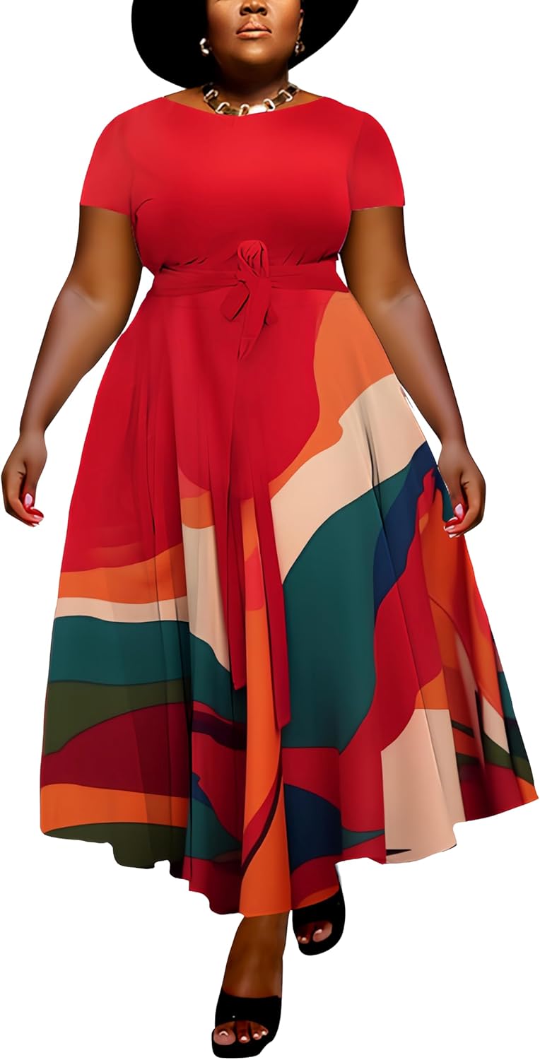 Women Plus Size Formal A Line Maxi Dress with Pockets