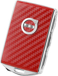 Car Key Fob Cover for Volvo - Red Zinc Alloy Shell with Leather