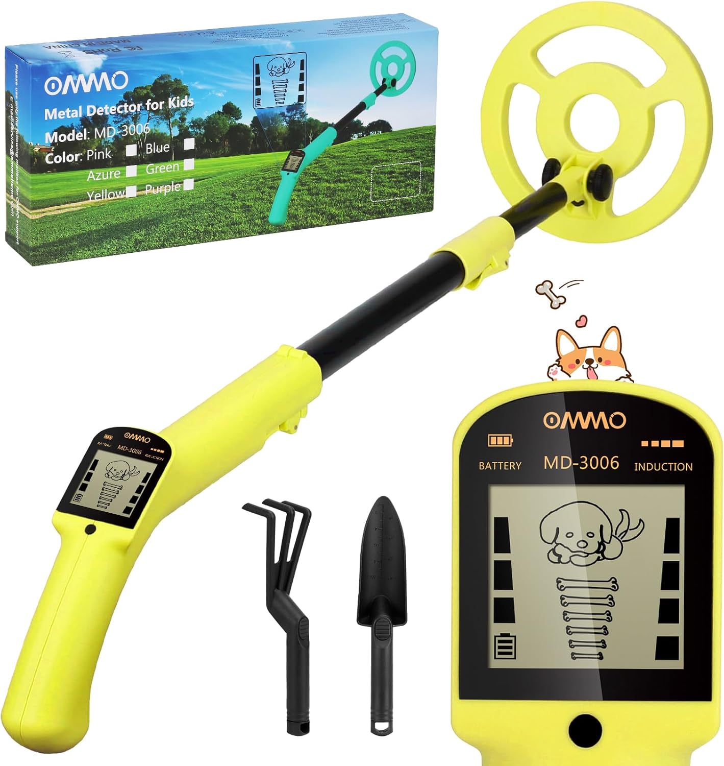 OMMO Metal Detector for Kids with LCD Display and Adjustable Stem