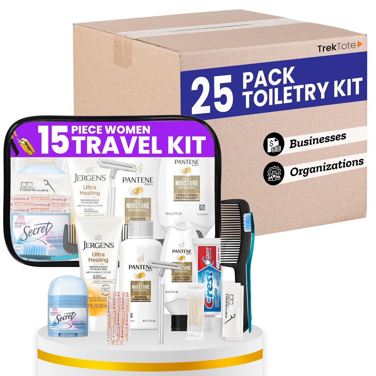 Trektote Bulk Hygiene Kit For Women - 25 Travel Toiletry Sets