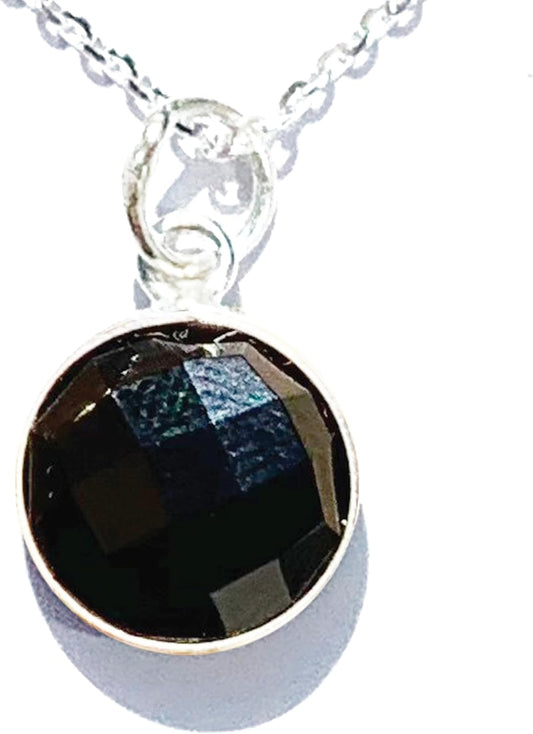 Elegant Round Pendant Necklace with Natural Gemstones and Silver