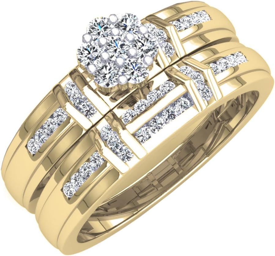 Dazzlingrock 0.36 Cttw 14K Solid Gold Diamond Engagement Ring Set