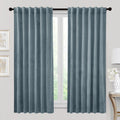 RYB HOME Velvet Curtains for Bedroom and Bathroom, Stone Blue
