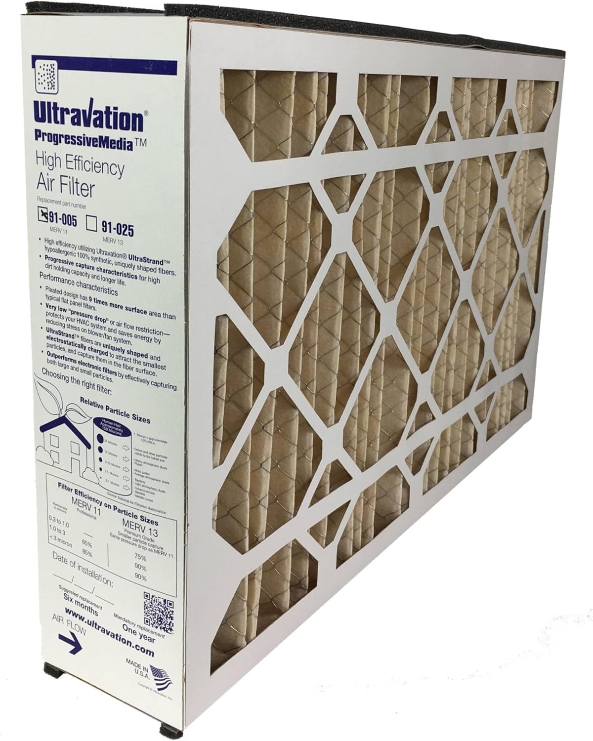 Ultravation 91-005 MERV 11 Air Filter for Clean Air