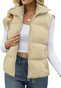 JZC Women's Crop Puffer Vest Lightweight Sleeveless Jacket - Warm hem