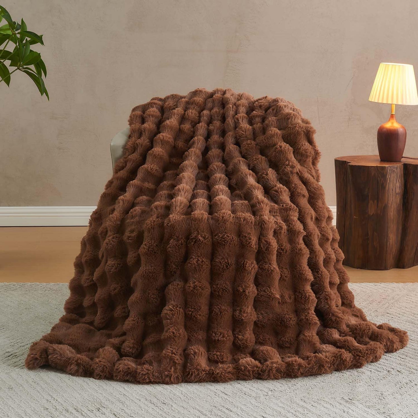 Lotus Karen Faux Fur Throw Blanket for Cozy Comfort and Style