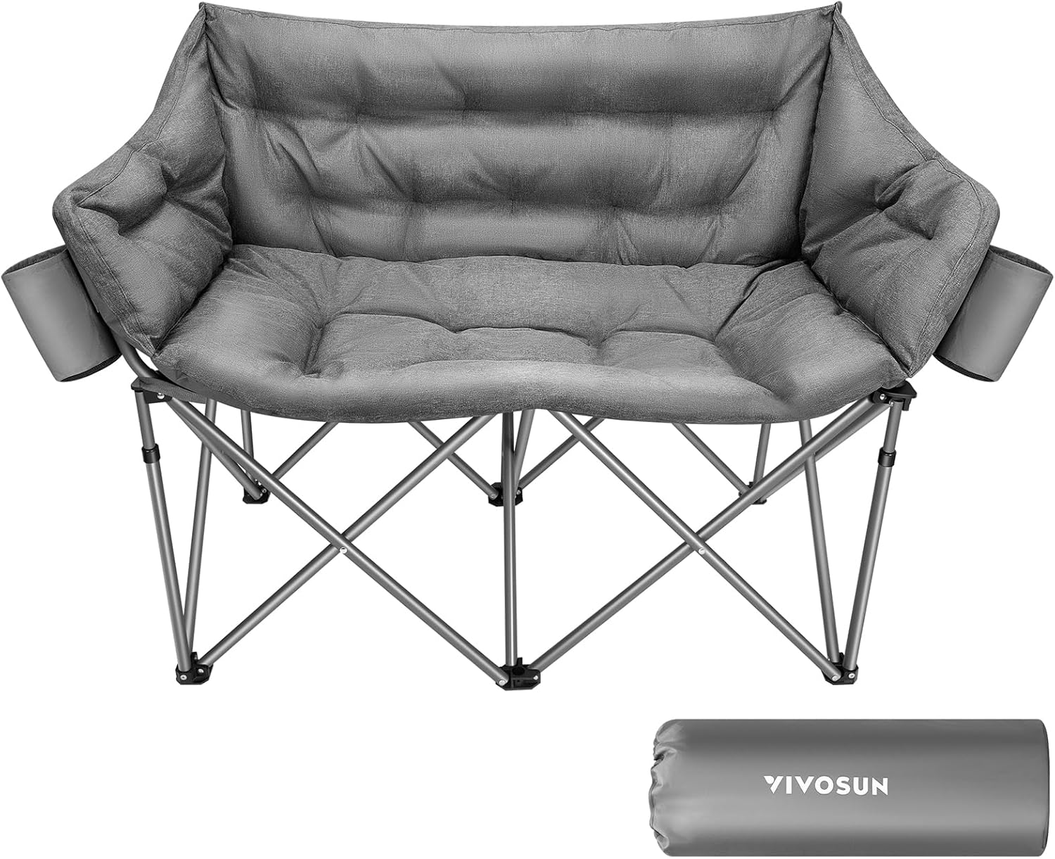 VIVOSUN Double Camping Chair: Padded Folding Loveseat for Two