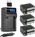 Kastar 3-Pack BP-970G Battery and LCD AC Charger Kit - Long Run Time