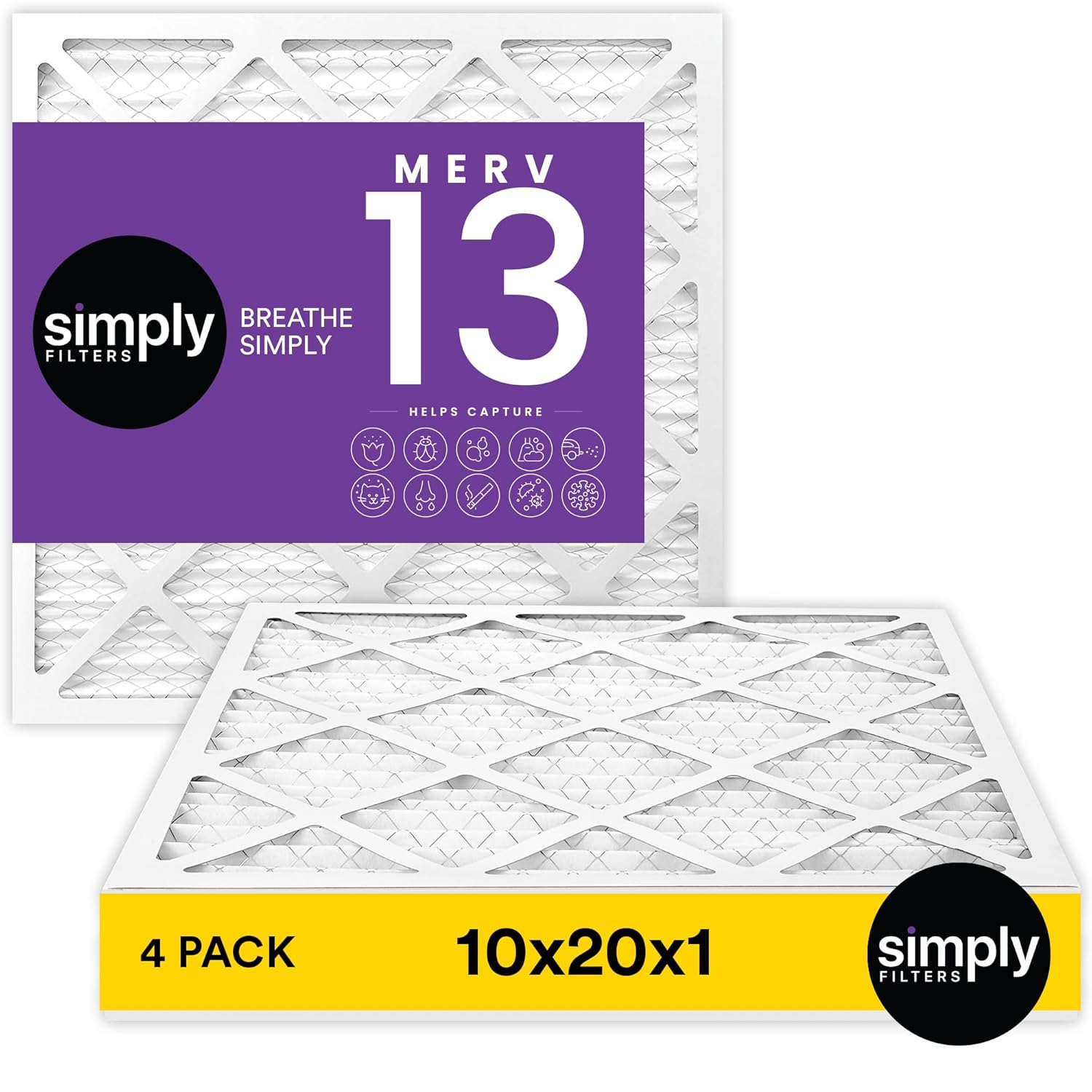 Simply 10x20x1 Air Filter Merv 13 for Home AC & HVAC Systems