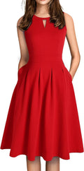 Sureple Women's Retro Sleeveless Swing Dress with Pockets