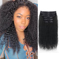 Afro Kinky Curly Clip in Hair Extensions 22in - Natural Black Volume