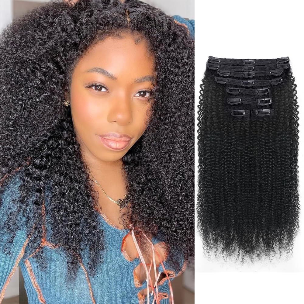 4a 4b Afro Kinky Curly Clip in Hair Extensions for Black Women