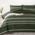 Olive Green Comforter Set Queen - Reversible Boho Triangle