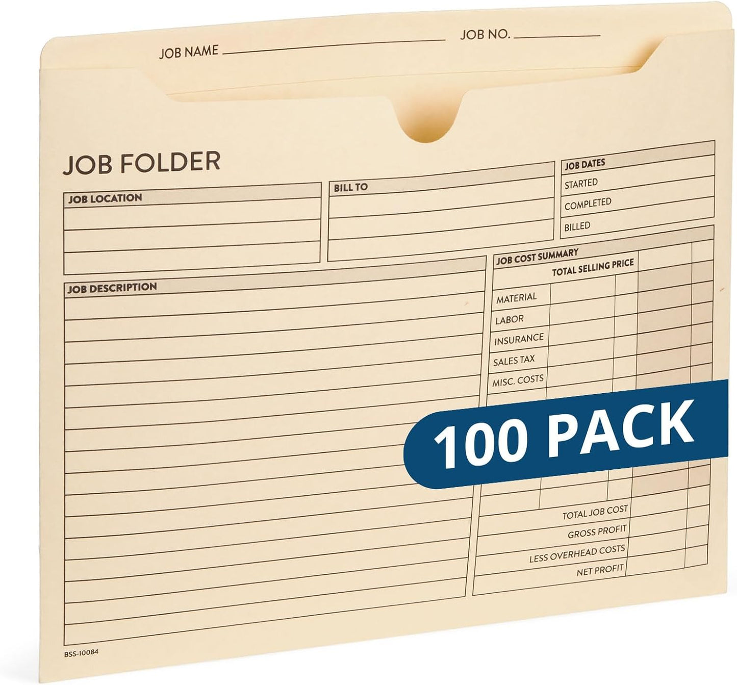 100 Blue Summit Supplies Job Folders for Construction Projects