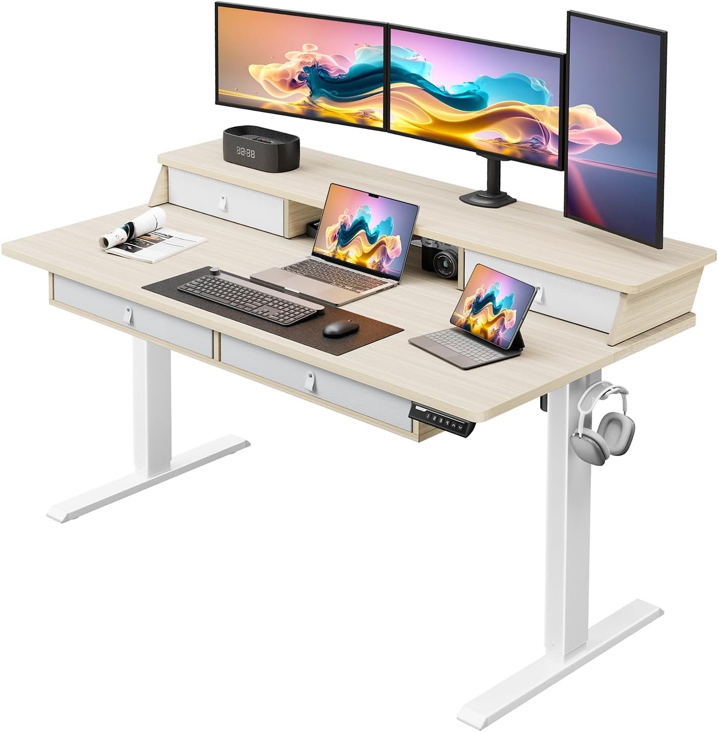 ErGear Electric Standing Desk - Height Adjustable, 4 Drawers