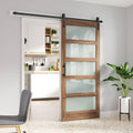 FREDBECK 38 x 84 in Glass Barn Door with 6.6ft Hardware Kit - Frosted