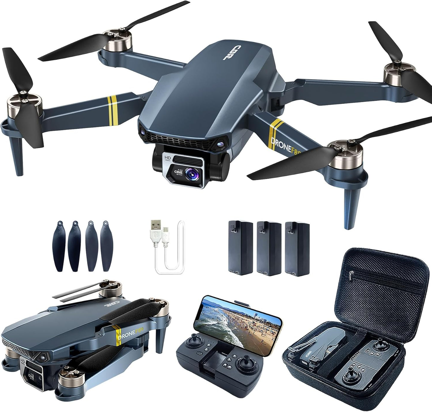 60+ Min Flight Brushless Drone with 4K Cam